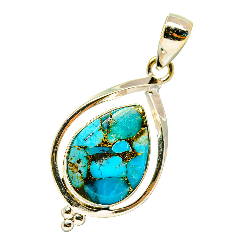 Blue Copper Composite Turquoise Pendants handcrafted by Anasilvercos - PD4178