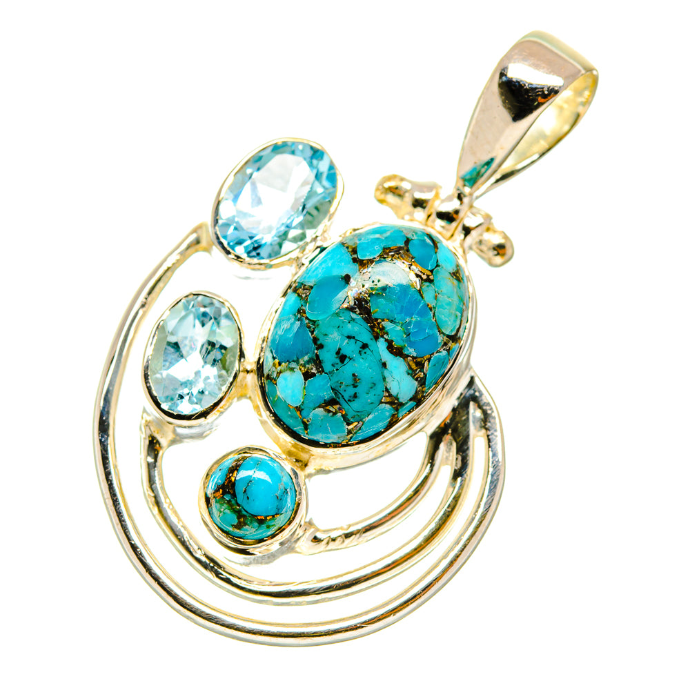 Blue Copper Composite Turquoise Pendants handcrafted by Anasilvercos - PD4264