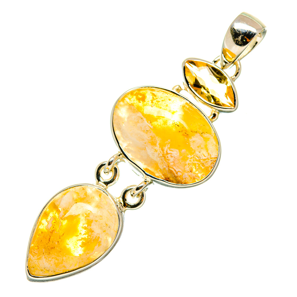 Plume Agate, Citrine Pendants handcrafted by Anasilvercos - PD4317