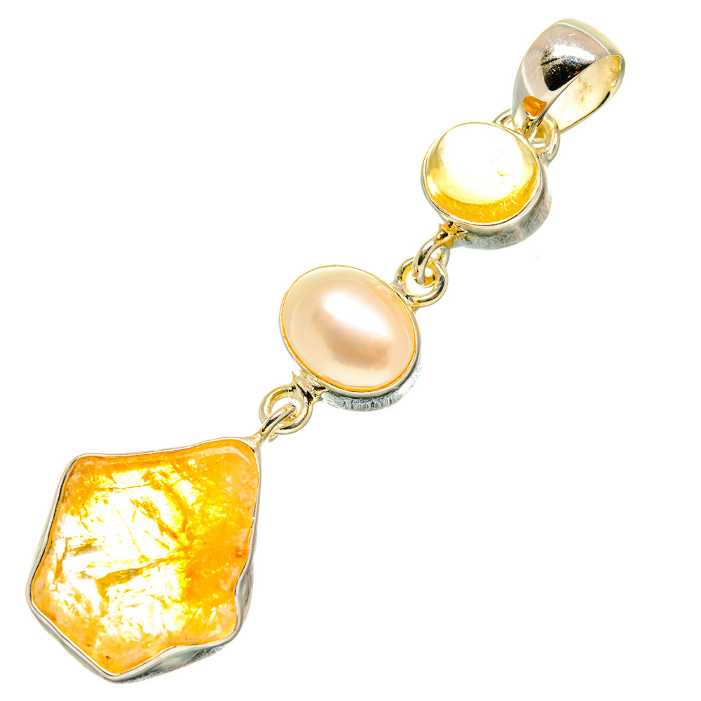 Citrine, Cultured Pearl Pendants handcrafted by Anasilvercos - PD4318