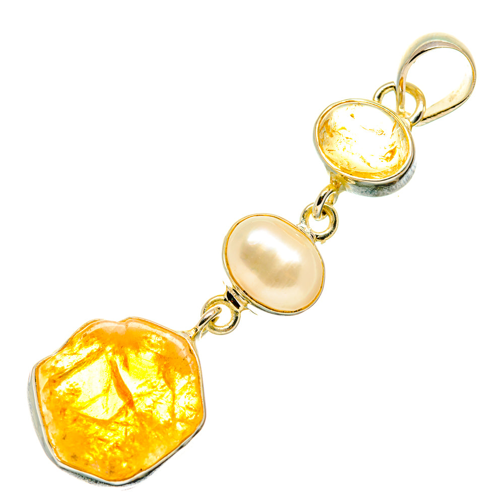 Citrine, Cultured Pearl Pendants handcrafted by Anasilvercos - PD4319