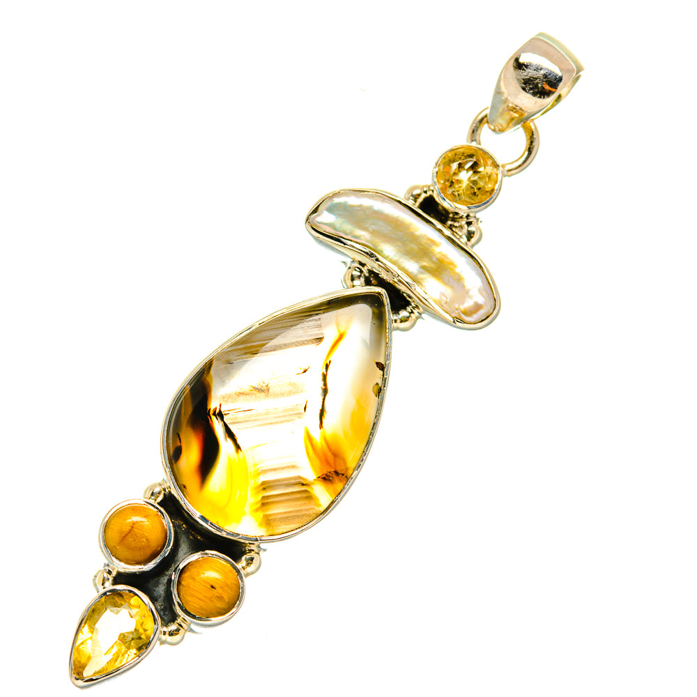 Montana Agate, Mother Of Pearl, Citrine, Tiger Eye Pendants handcrafted by Anasilvercos - PD4321