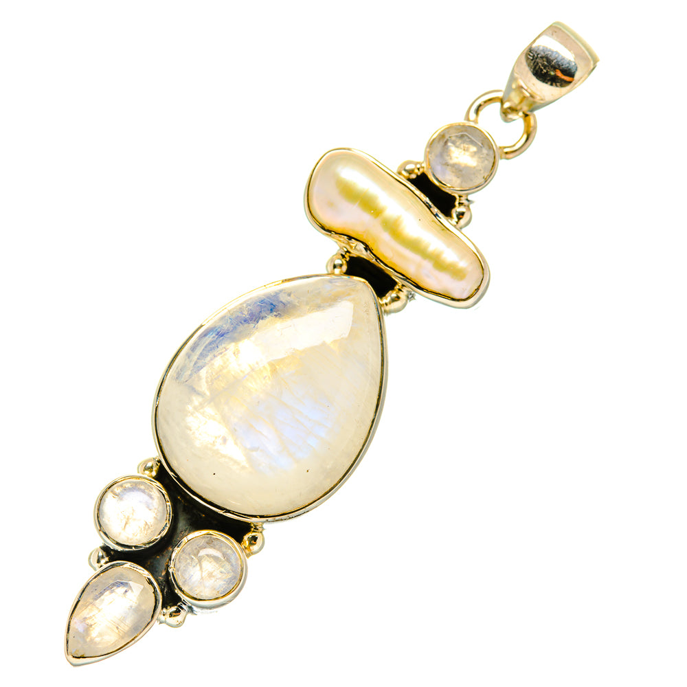 Rainbow Moonstone, Mother Of Pearl Pendants handcrafted by Anasilvercos - PD4323