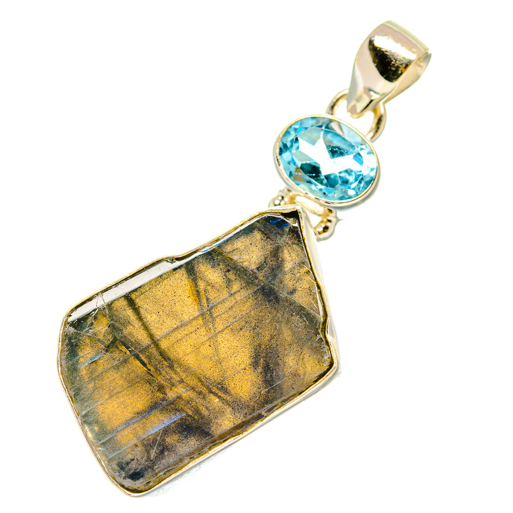 Labradorite, Blue Topaz Pendants handcrafted by Anasilvercos - PD4331