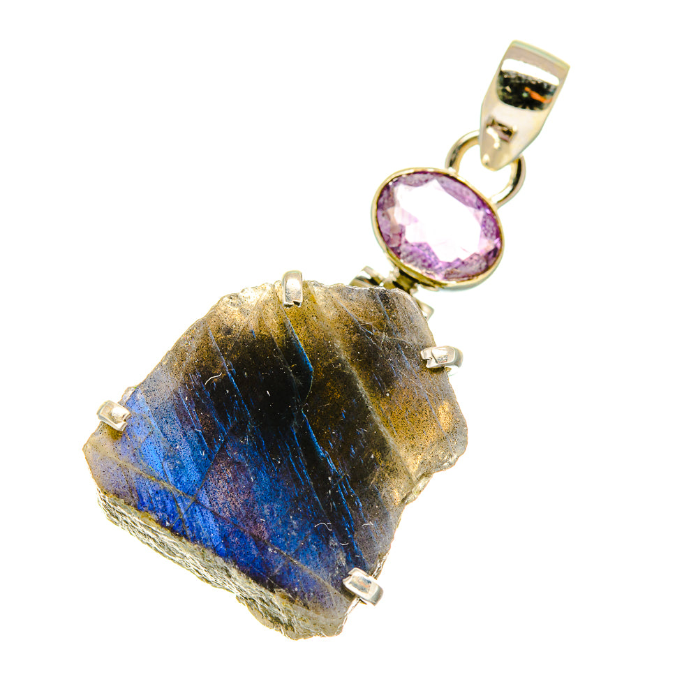 Labradorite, Amethyst Pendants handcrafted by Anasilvercos - PD4333