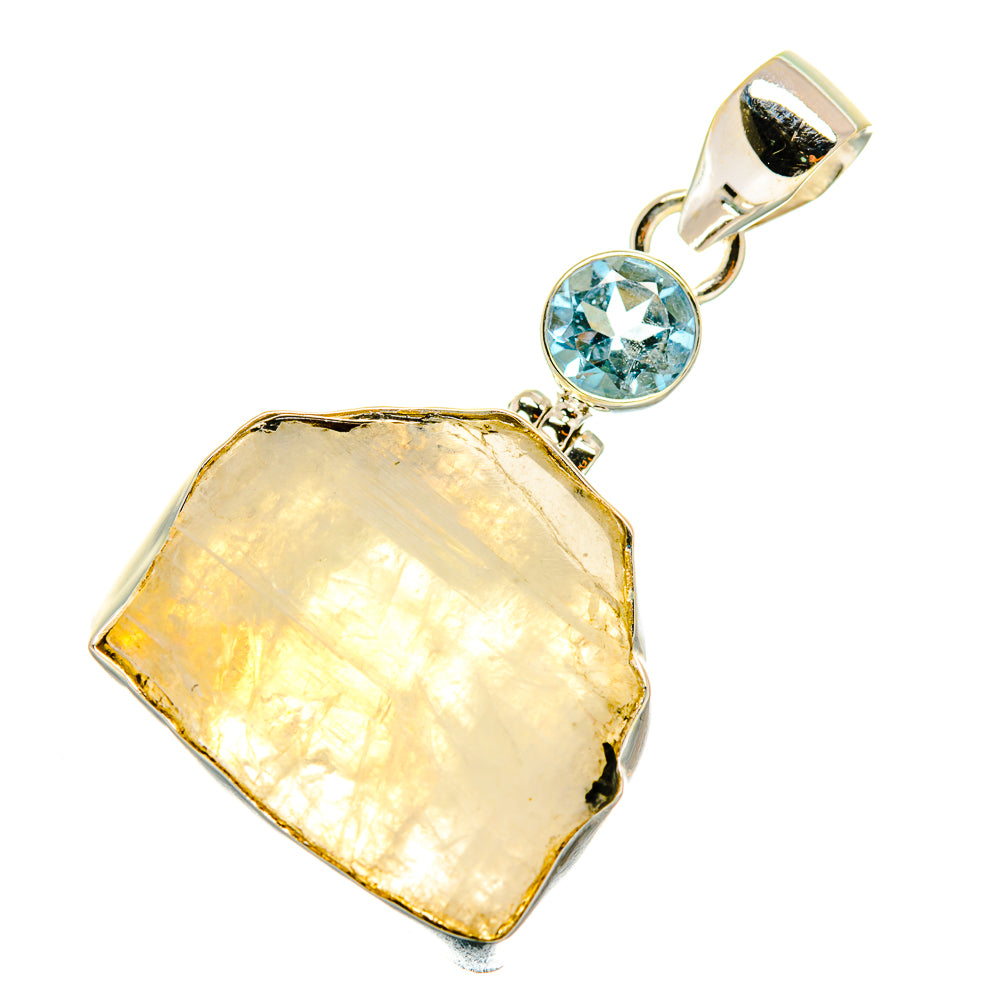 Rainbow Moonstone, Blue Topaz Pendants handcrafted by Anasilvercos - PD4341