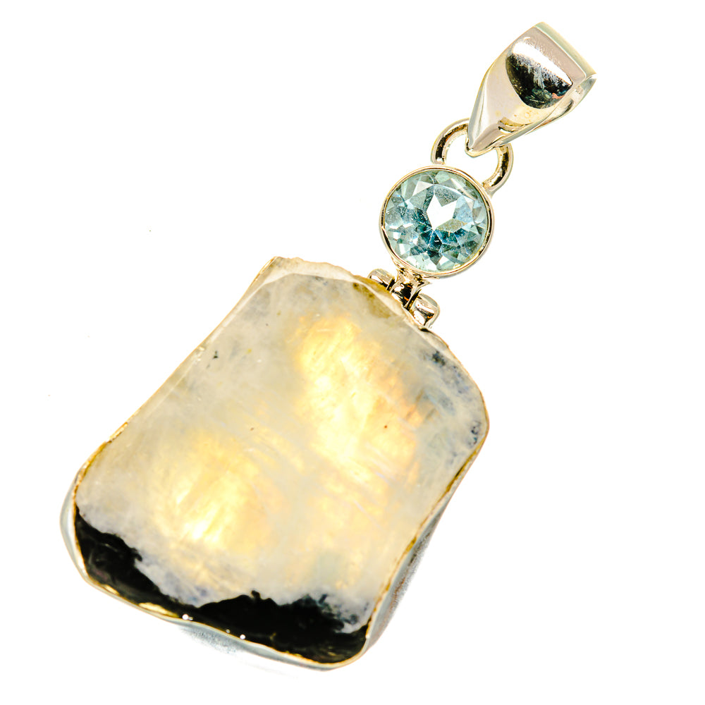 Rainbow Moonstone, Blue Topaz Pendants handcrafted by Anasilvercos - PD4342