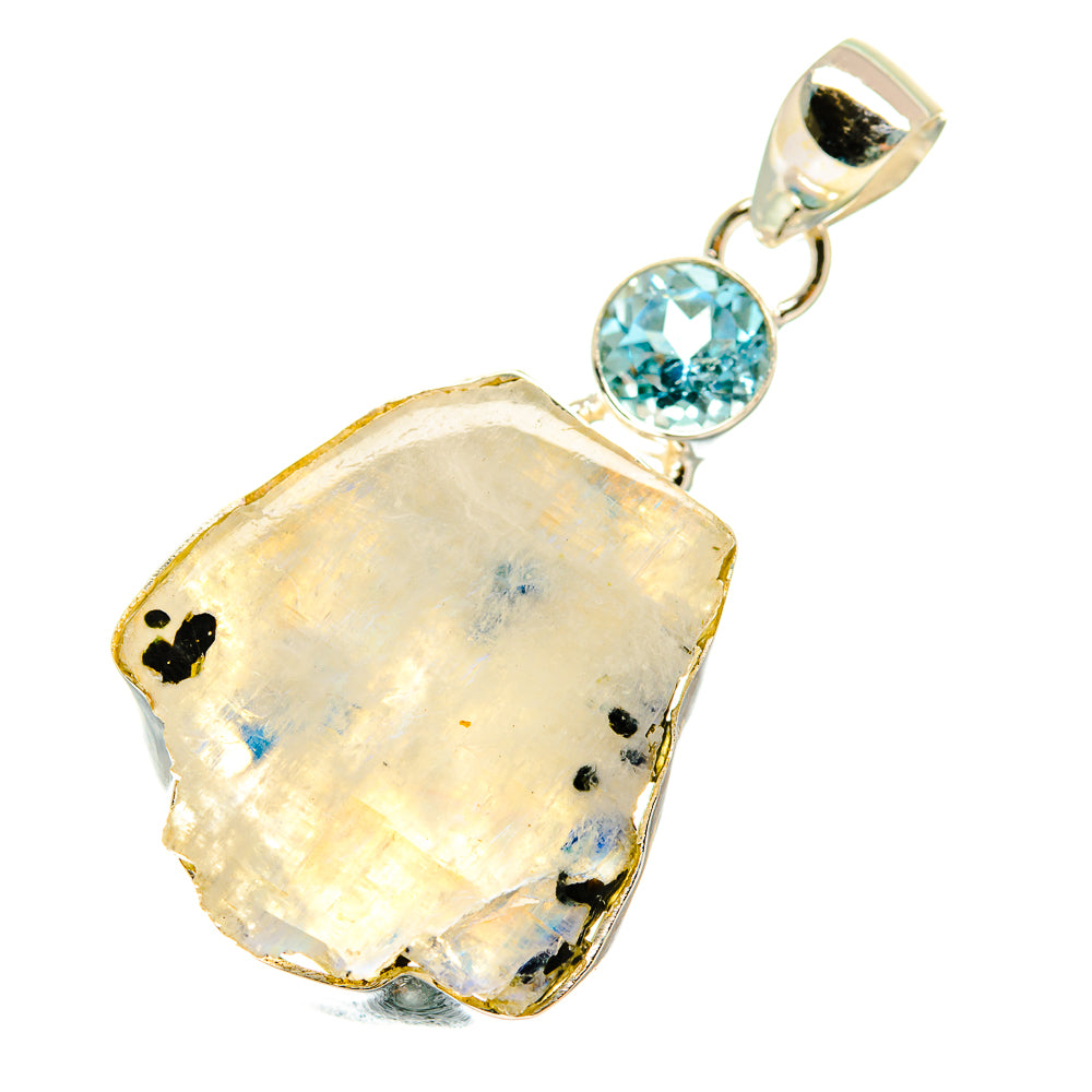 Rainbow Moonstone, Blue Topaz Pendants handcrafted by Anasilvercos - PD4343