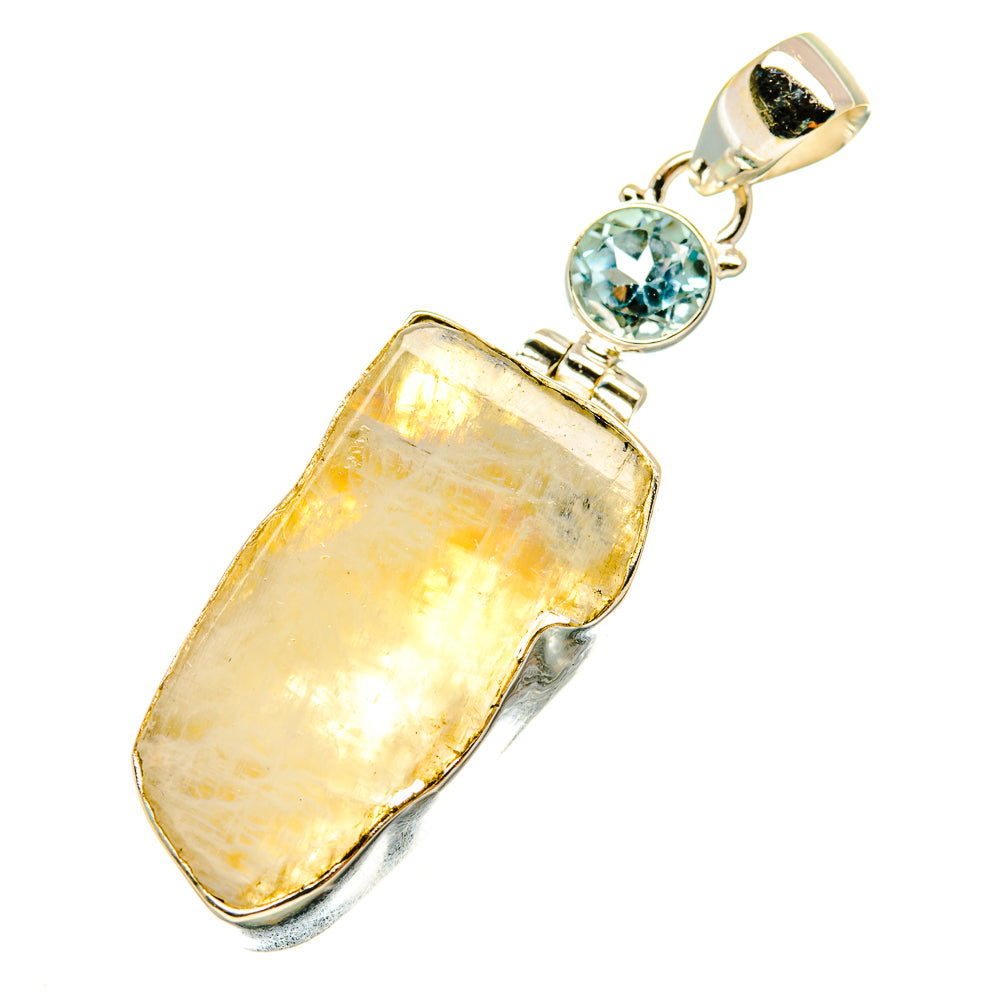 Rainbow Moonstone, Blue Topaz Pendants handcrafted by Anasilvercos - PD4344