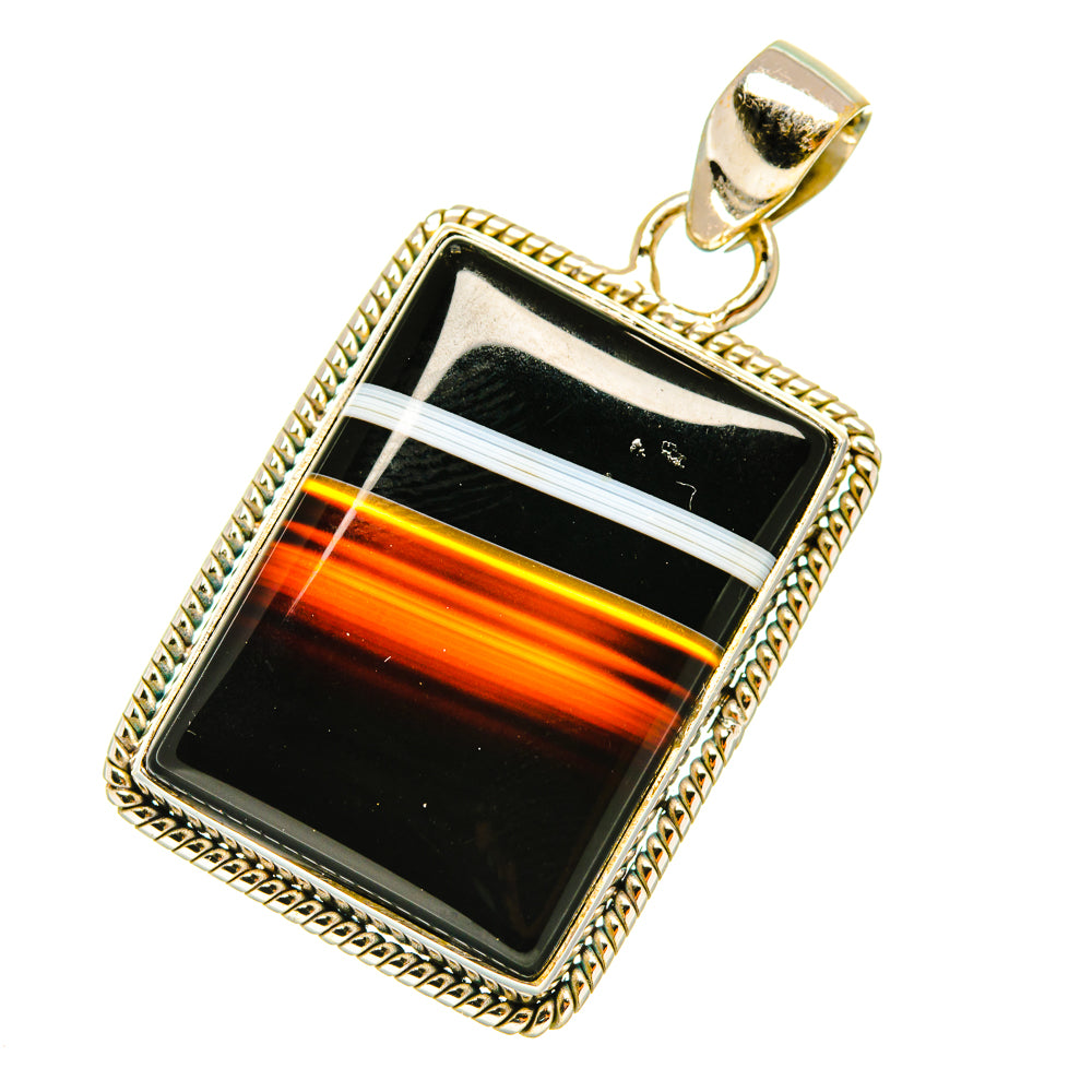 Black Banded Agate Pendants handcrafted by Anasilvercos - PD4376