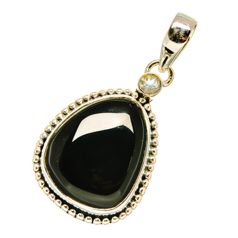 Black Onyx, White Quartz Pendants handcrafted by Anasilvercos - PD4379