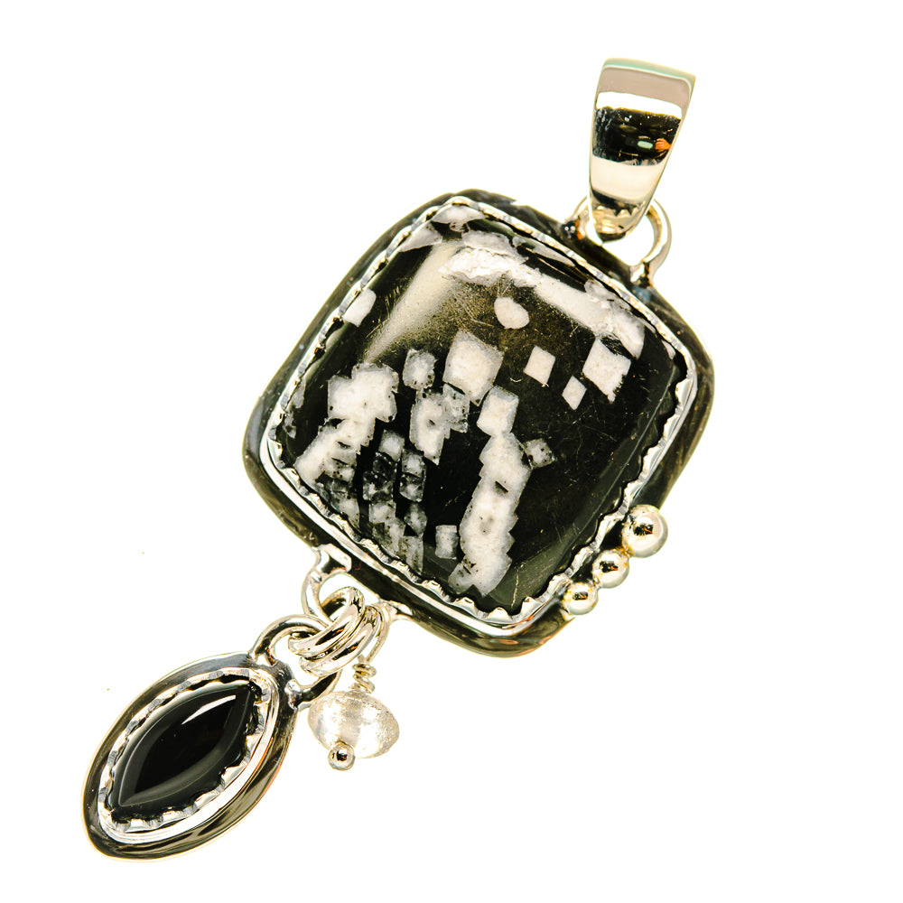 Pinolith Jasper, Black Onyx, White Quartz Pendants handcrafted by Anasilvercos - PD4393