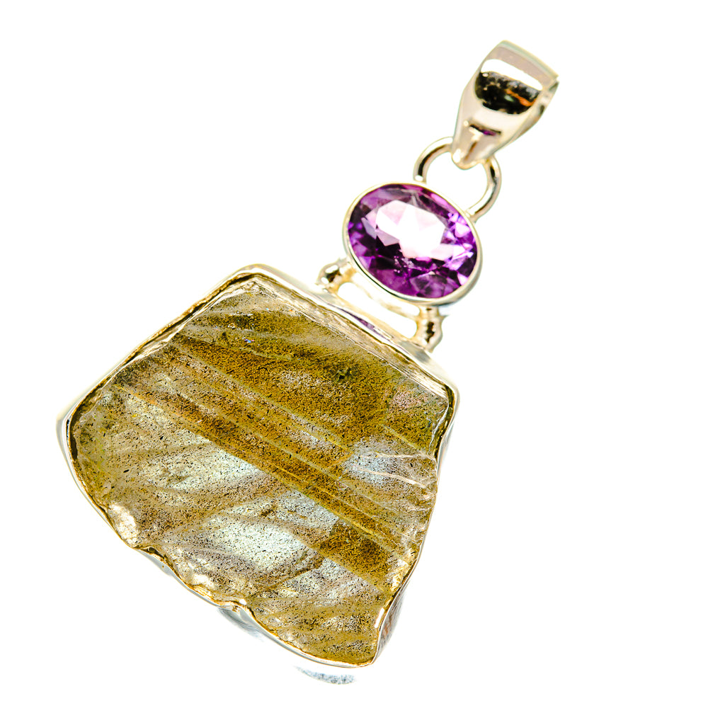 Labradorite, Amethyst Pendants handcrafted by Anasilvercos - PD4398