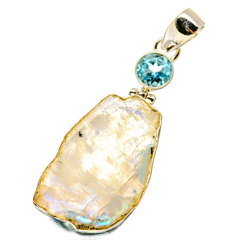 Rainbow Moonstone, Blue Topaz Pendants handcrafted by Anasilvercos - PD4404