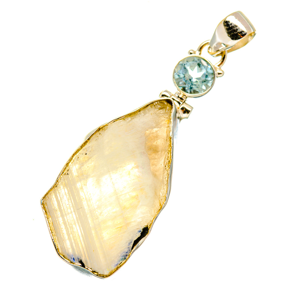 Rainbow Moonstone, Blue Topaz Pendants handcrafted by Anasilvercos - PD4406