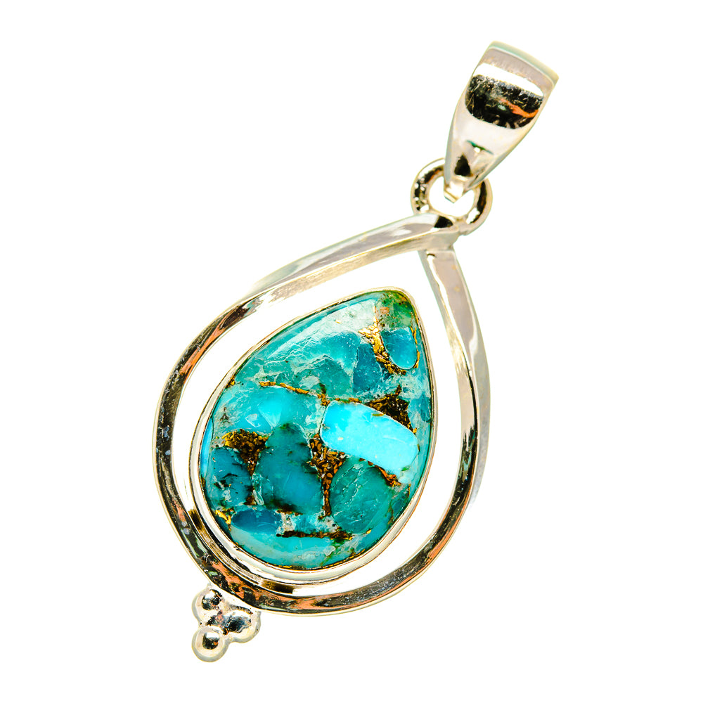 Blue Copper Composite Turquoise Pendants handcrafted by Anasilvercos - PD4435