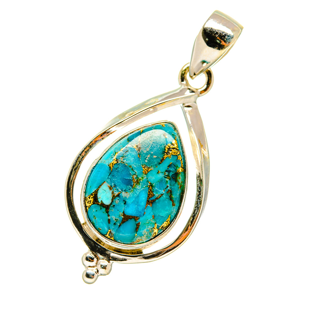 Blue Copper Composite Turquoise Pendants handcrafted by Anasilvercos - PD4436