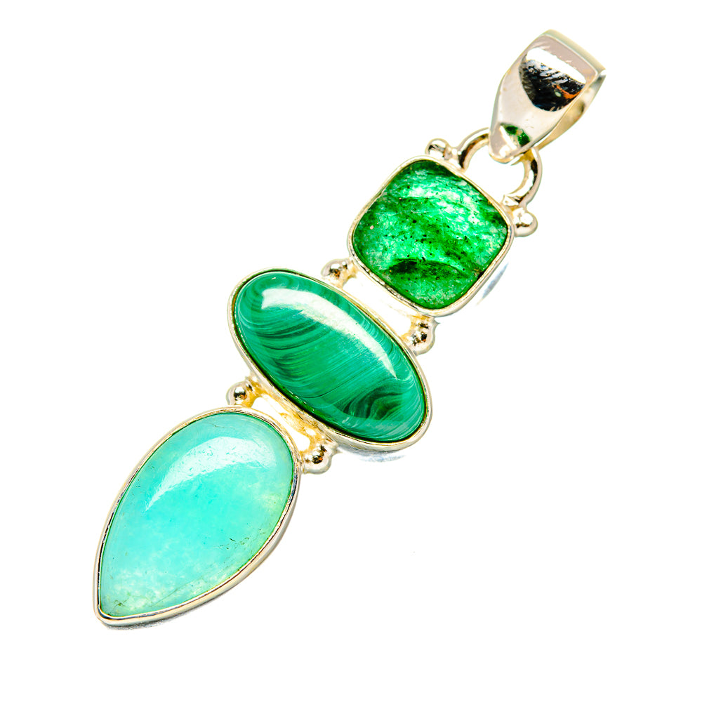 Larimar, Malachite, Green Aventurine Pendants handcrafted by Anasilvercos - PD4451