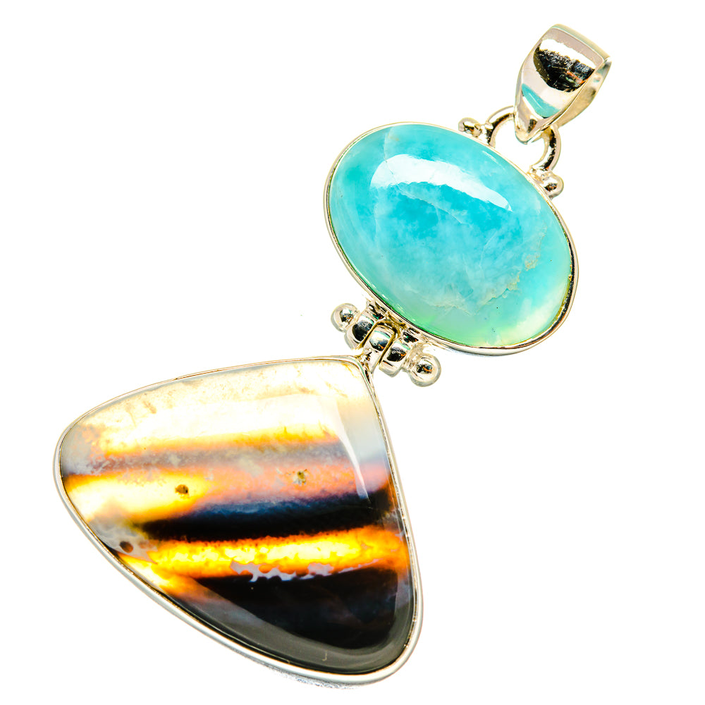 Montana Agate, Larimar Pendants handcrafted by Anasilvercos - PD4466