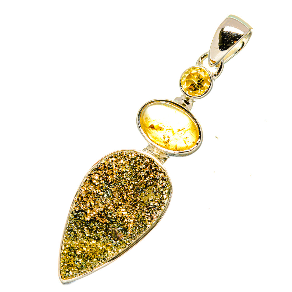 Spectro Pyrite Druzy Pendants handcrafted by Anasilvercos - PD4563