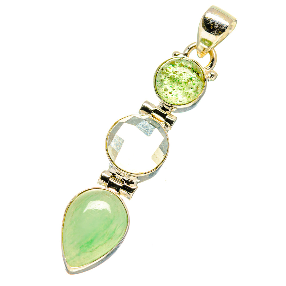 Green Moonstone, White Quartz, Green Tourmaline Pendants handcrafted by Anasilvercos - PD759768