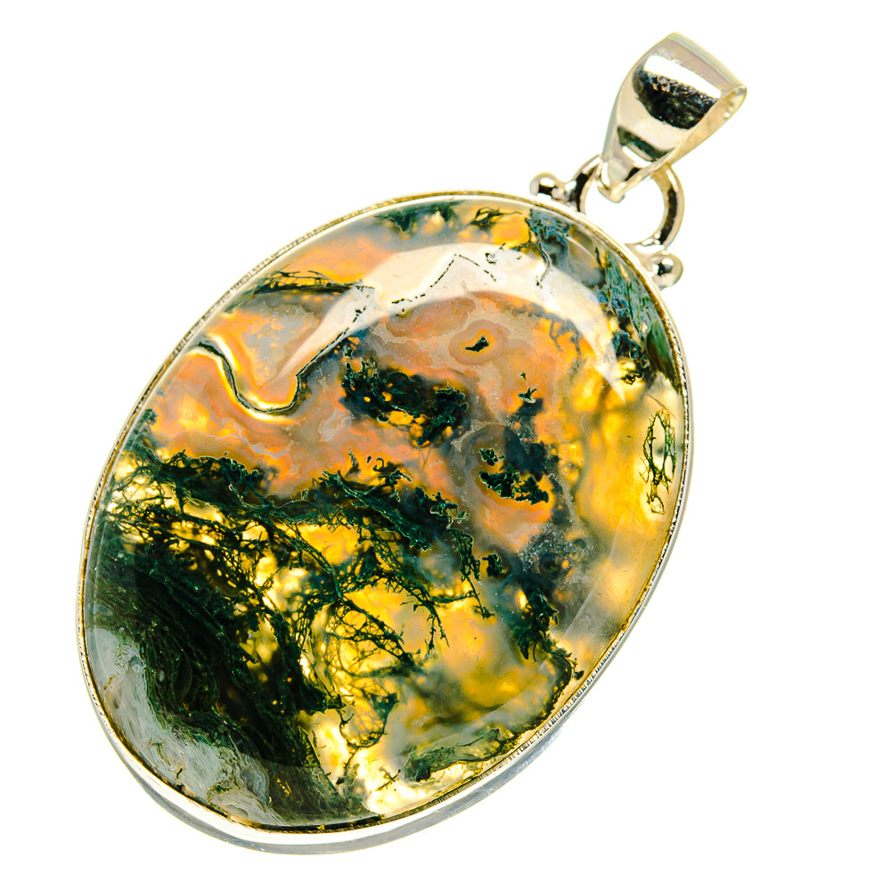 Green Moss Agate Pendants handcrafted by Anasilvercos - PD759786