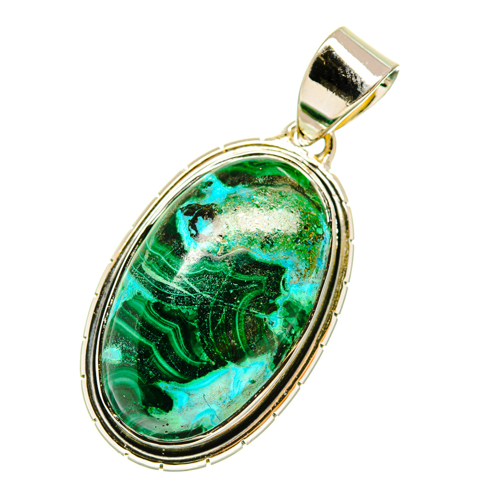 Malachite In Chrysocolla Pendants handcrafted by Anasilvercos - PD4863