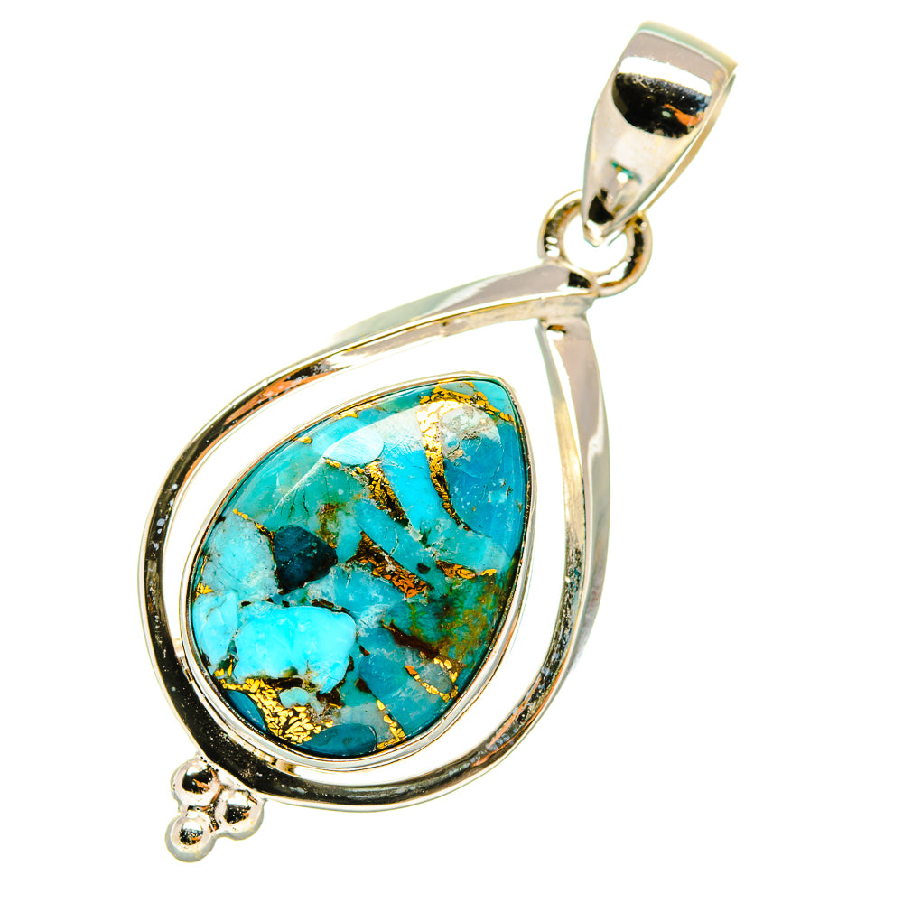 Blue Copper Composite Turquoise Pendants handcrafted by Anasilvercos - PD4898