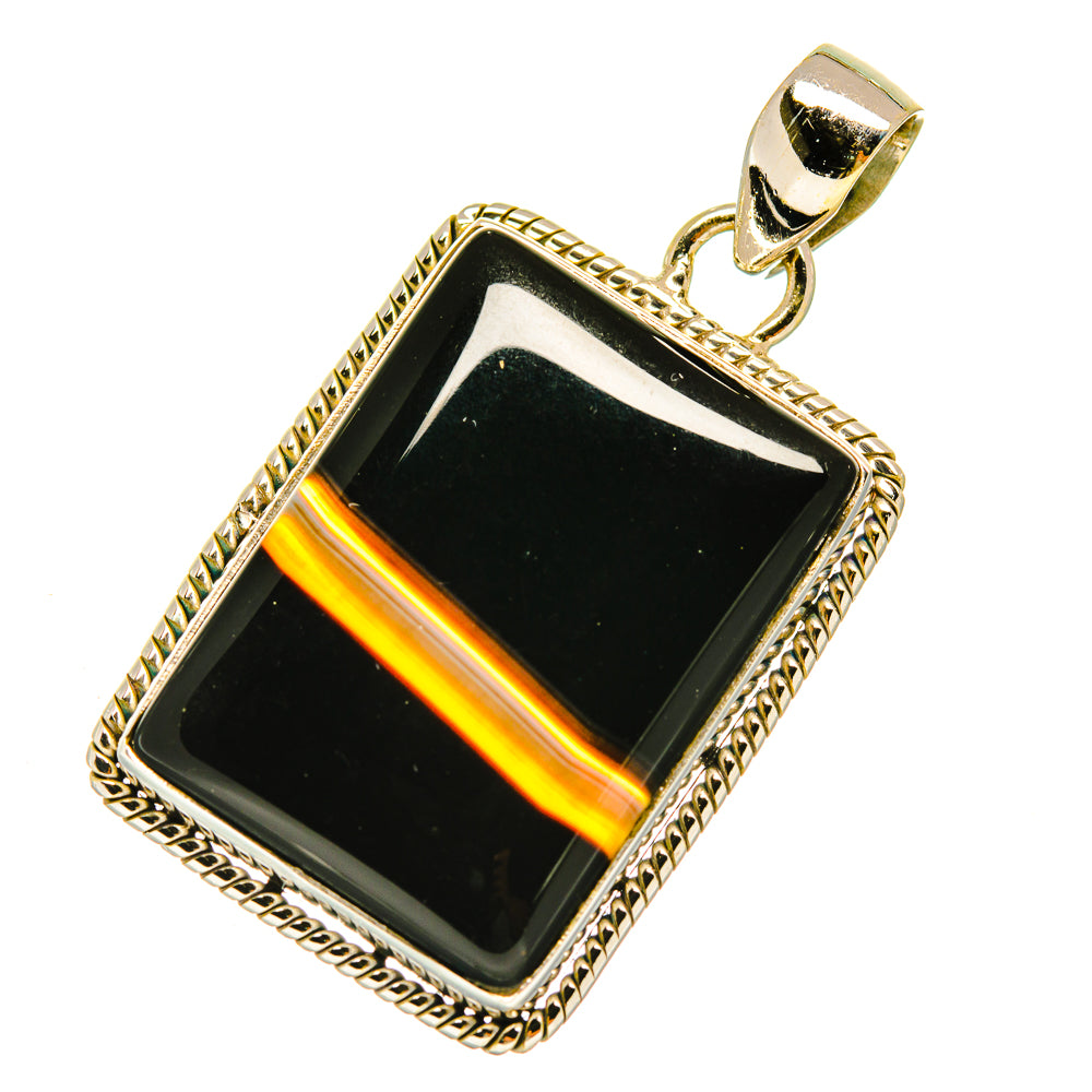 Black Botswana Agate Pendants handcrafted by Anasilvercos - PD5052