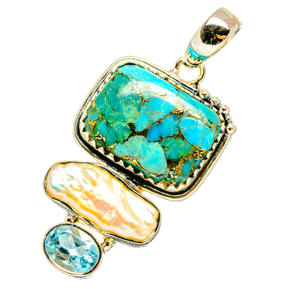 Blue Copper Composite Turquoise Pendants handcrafted by Anasilvercos - PD5173