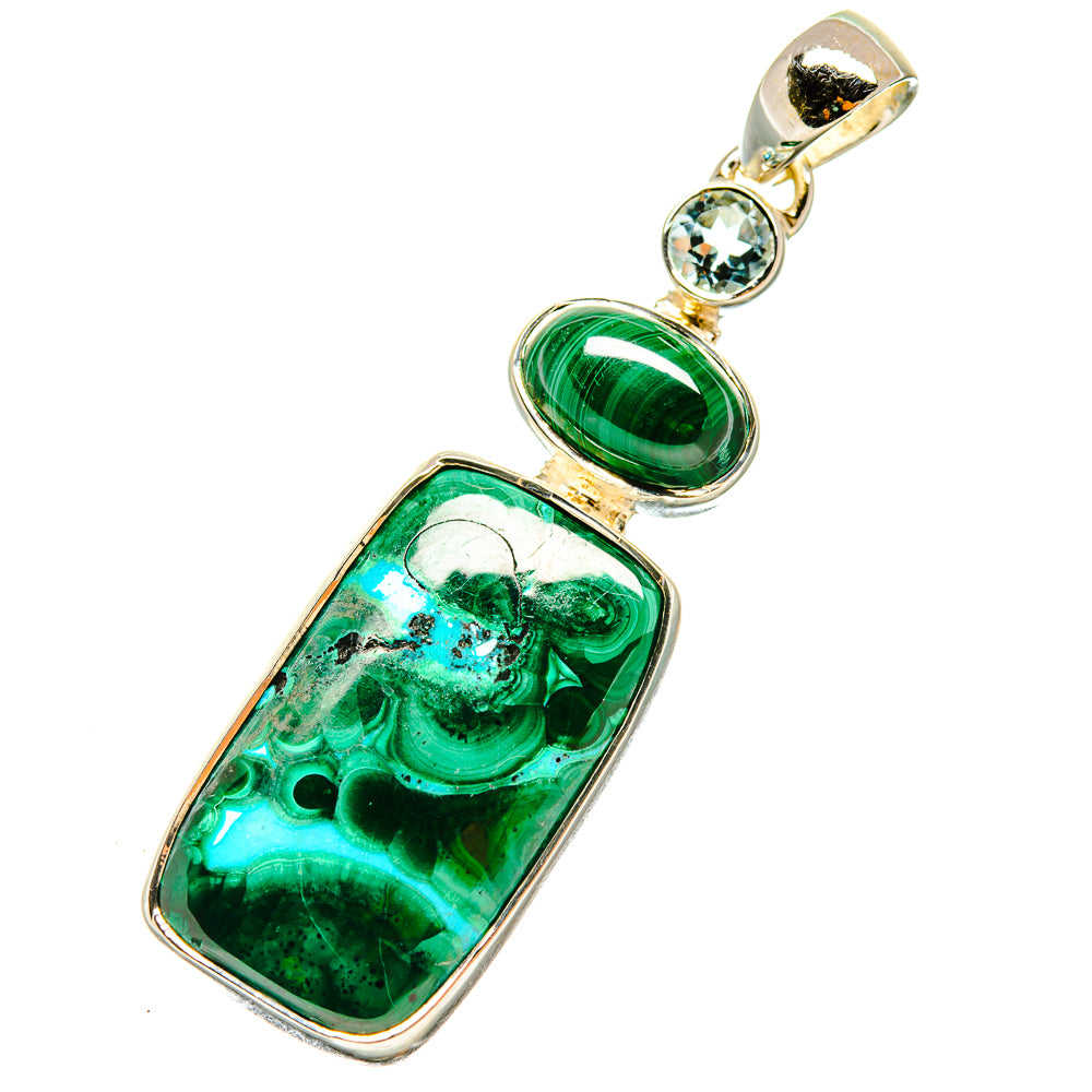 Malachite In Chrysocolla Pendants handcrafted by Anasilvercos - PD5199