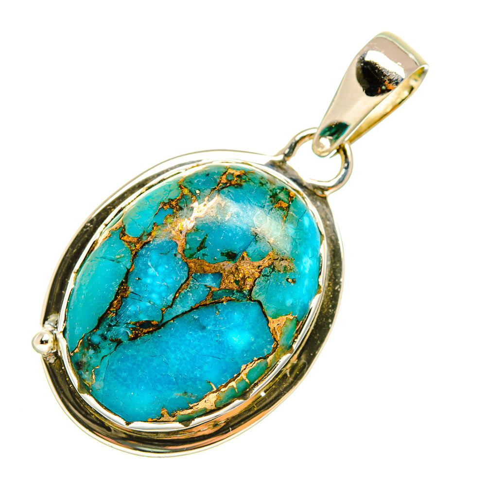 Blue Copper Composite Turquoise Pendants handcrafted by Anasilvercos - PD5216