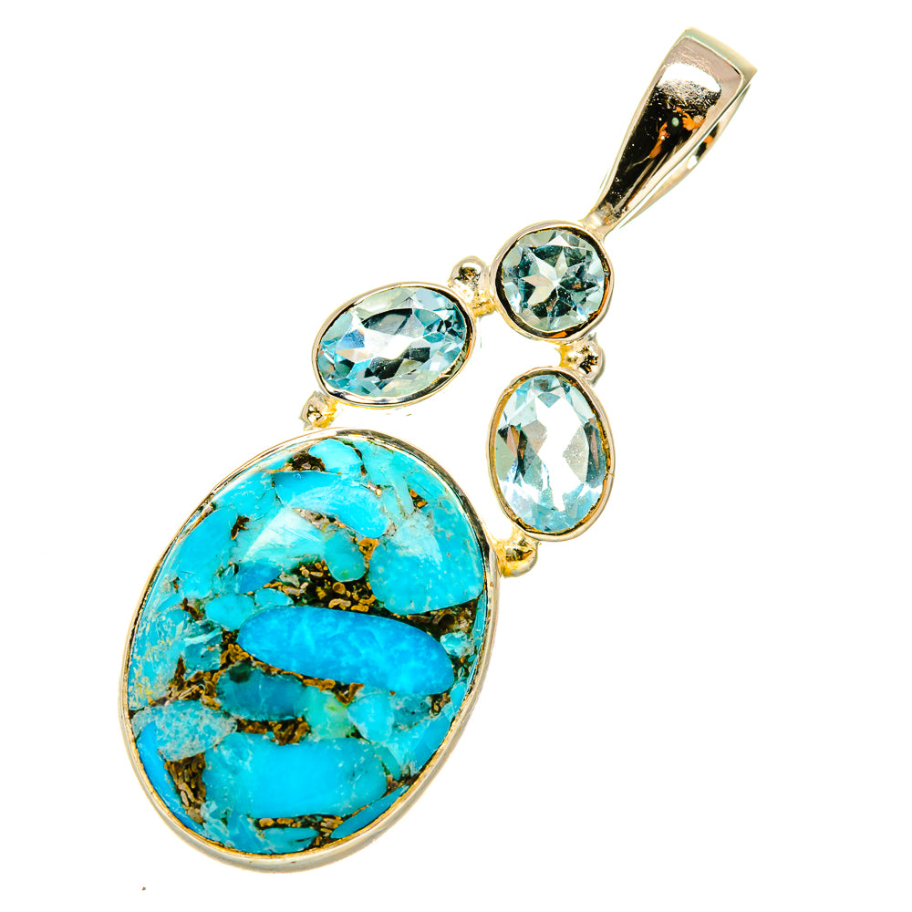 Blue Copper Composite Turquoise Pendants handcrafted by Anasilvercos - PD5221
