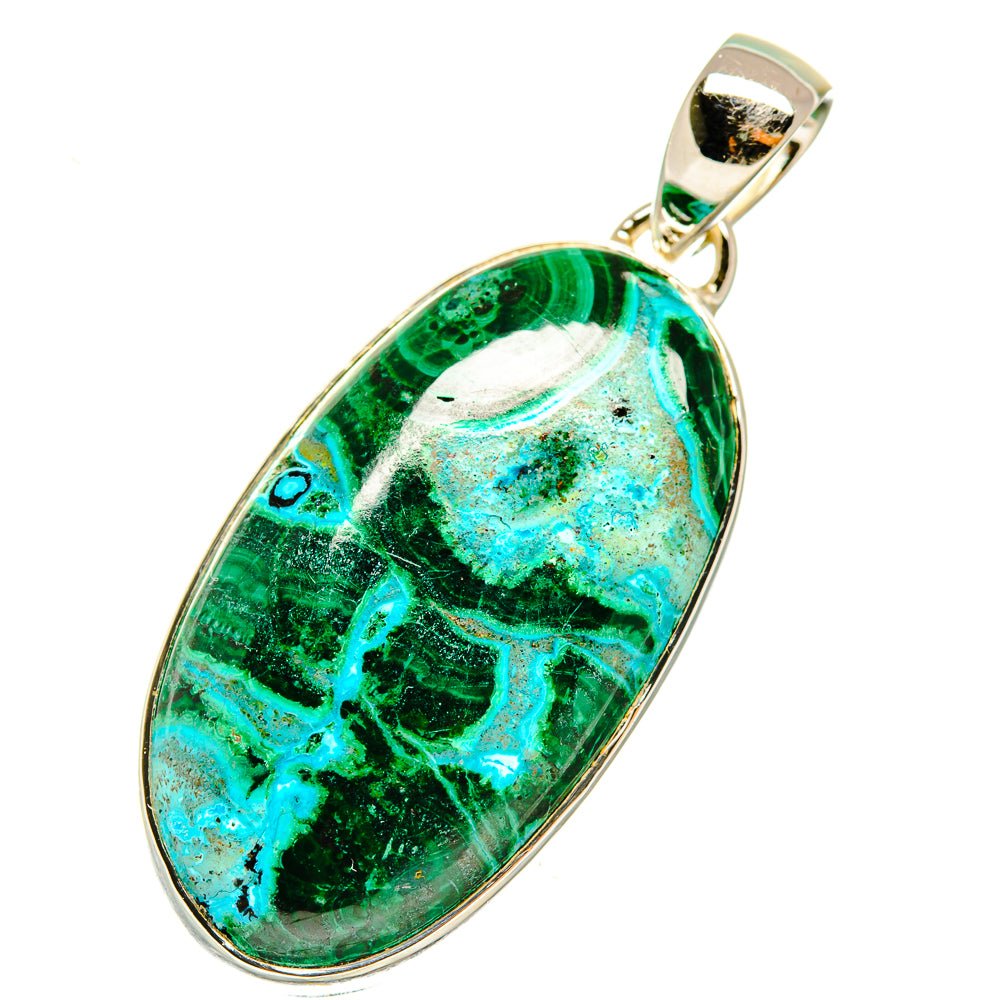 Malachite In Chrysocolla Pendants handcrafted by Anasilvercos - PD5242