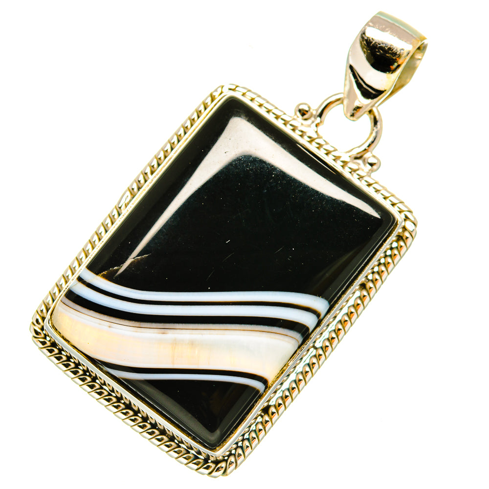Black Botswana Agate Pendants handcrafted by Anasilvercos - PD5277