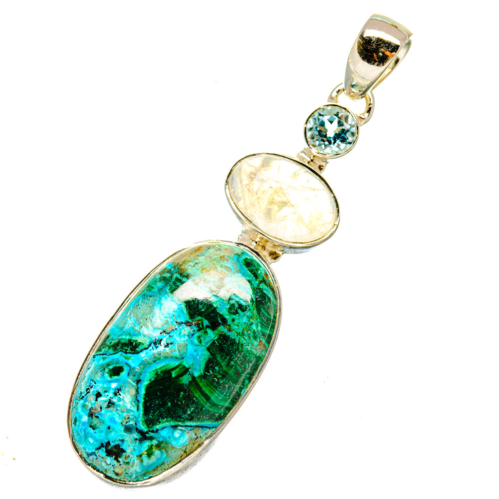 Malachite In Chrysocolla Pendants handcrafted by Anasilvercos - PD5298