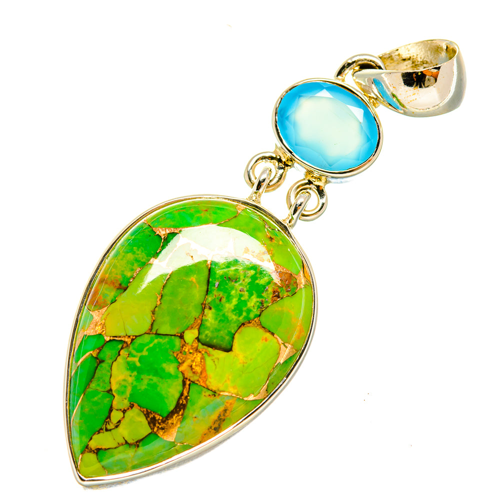 Green Copper Composite Turquoise Pendants handcrafted by Anasilvercos - PD5299