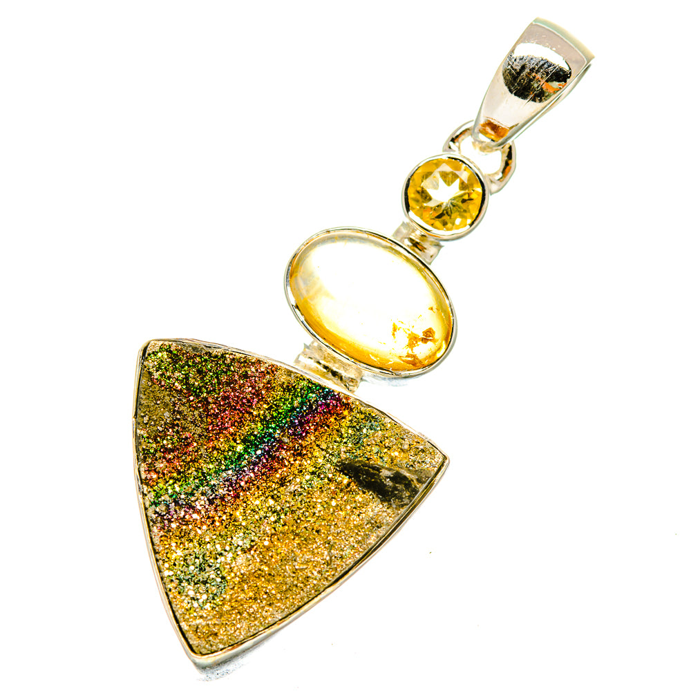 Spectro Pyrite Druzy Pendants handcrafted by Anasilvercos - PD5449