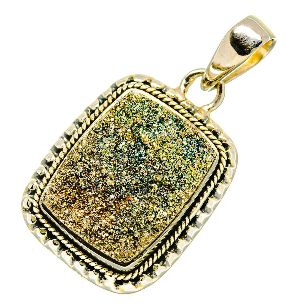 Spectro Pyrite Druzy Pendants handcrafted by Anasilvercos - PD5484