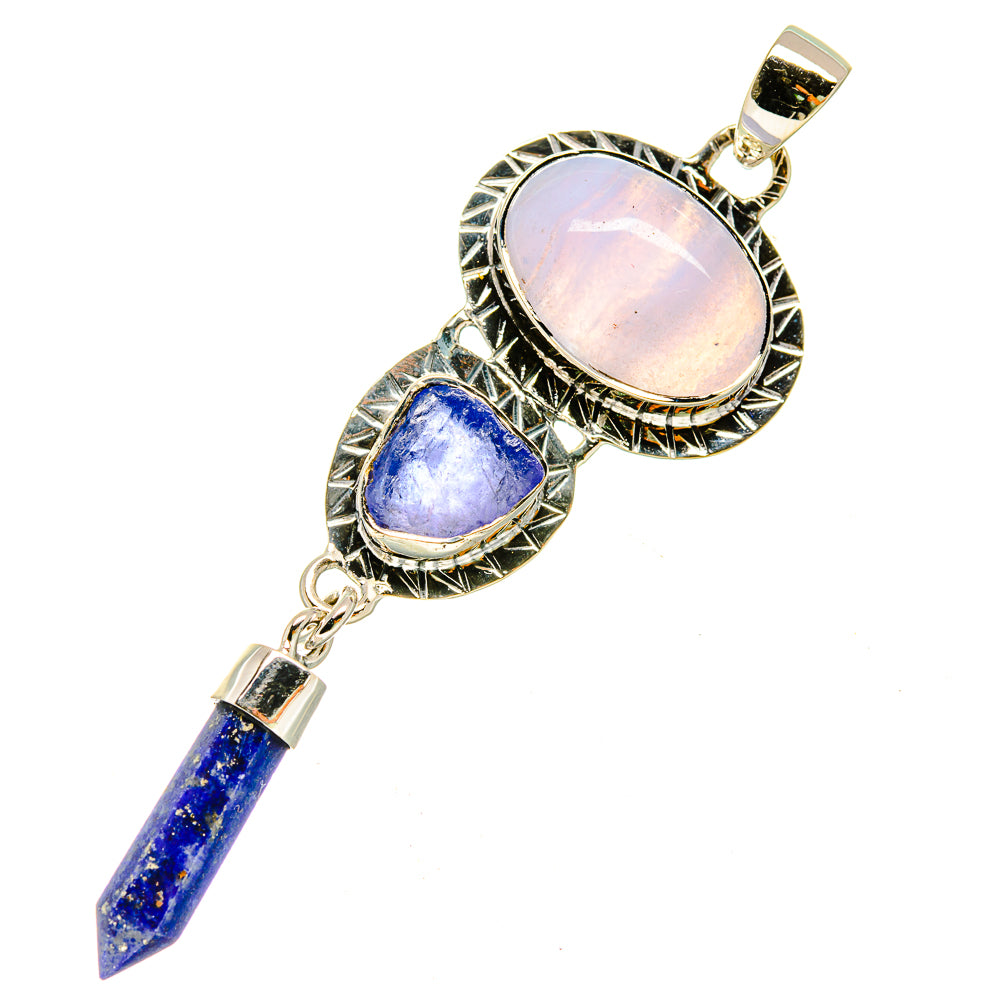 Blue Lace Agate Pendants handcrafted by Anasilvercos - PD5545