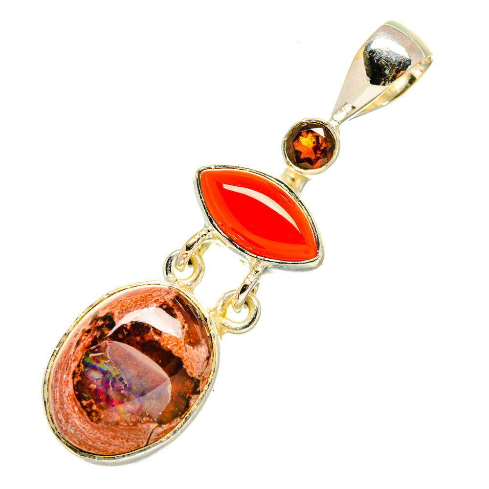 Mexican Fire Opal Pendants handcrafted by Anasilvercos - PD5620