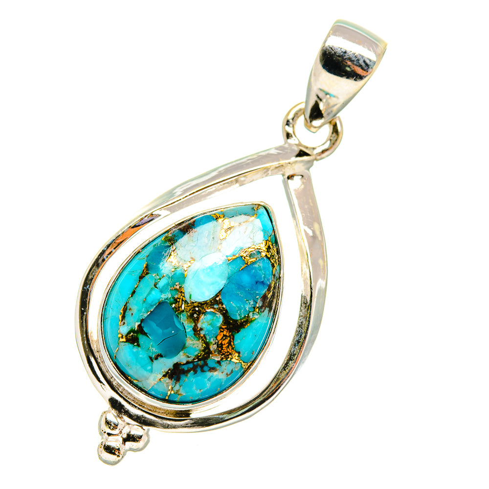 Blue Copper Composite Turquoise Pendants handcrafted by Anasilvercos - PD5726