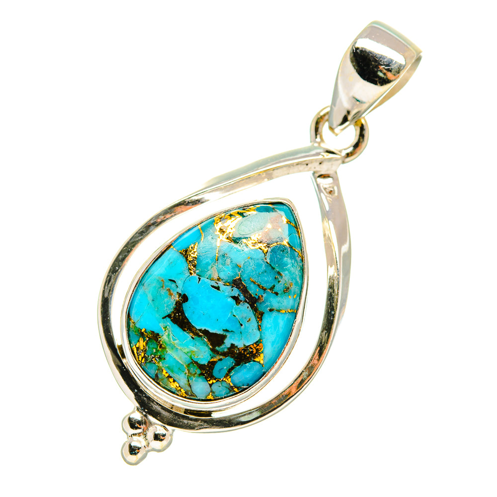 Blue Copper Composite Turquoise Pendants handcrafted by Anasilvercos - PD5754
