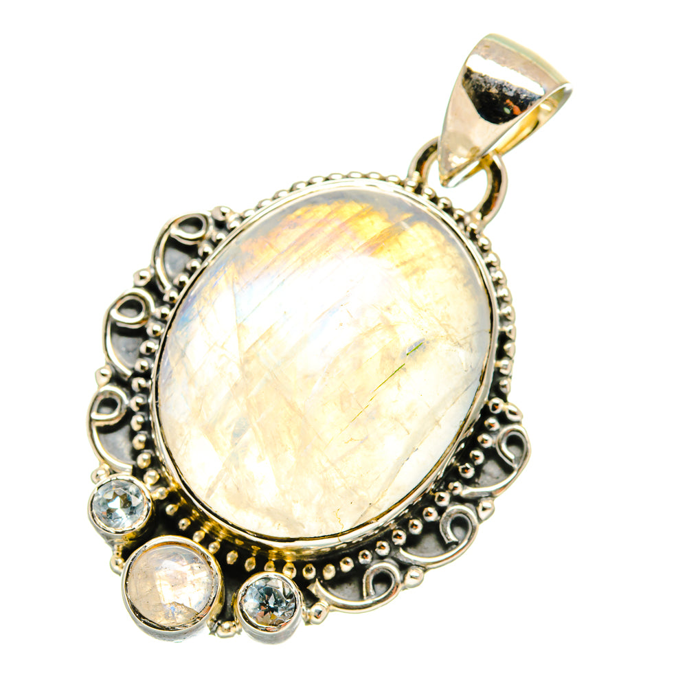 Rainbow Moonstone Pendants handcrafted by Anasilvercos - PD5759