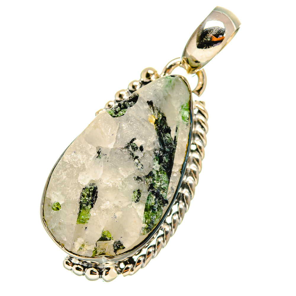 Green Tourmaline In Quartz Pendants handcrafted by Anasilvercos - PD5843