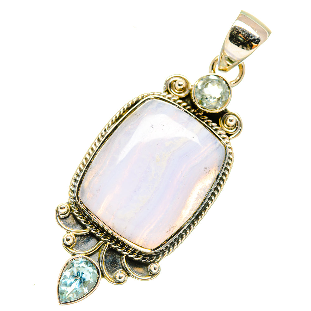 Blue Lace Agate Pendants handcrafted by Anasilvercos - PD5933