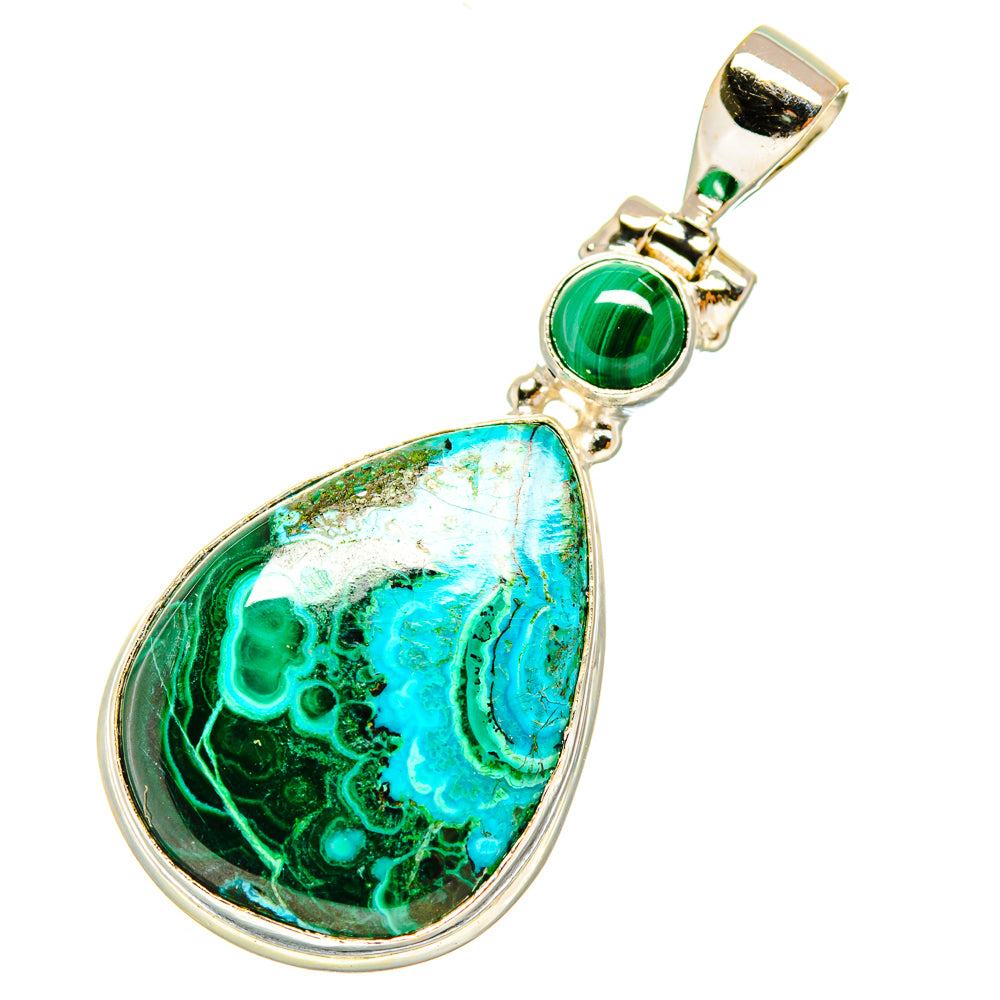 Malachite In Chrysocolla Pendants handcrafted by Anasilvercos - PD5947