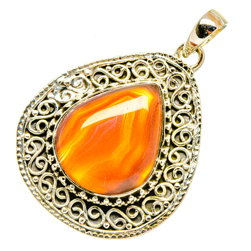 Orange Botswana Agate Pendants handcrafted by Anasilvercos - PD6217