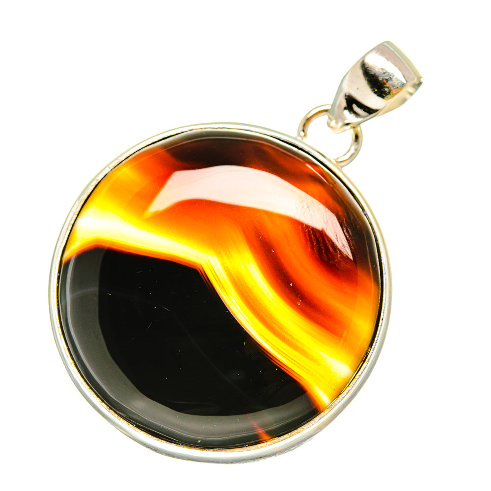 Black Botswana Agate Pendants handcrafted by Anasilvercos - PD6276