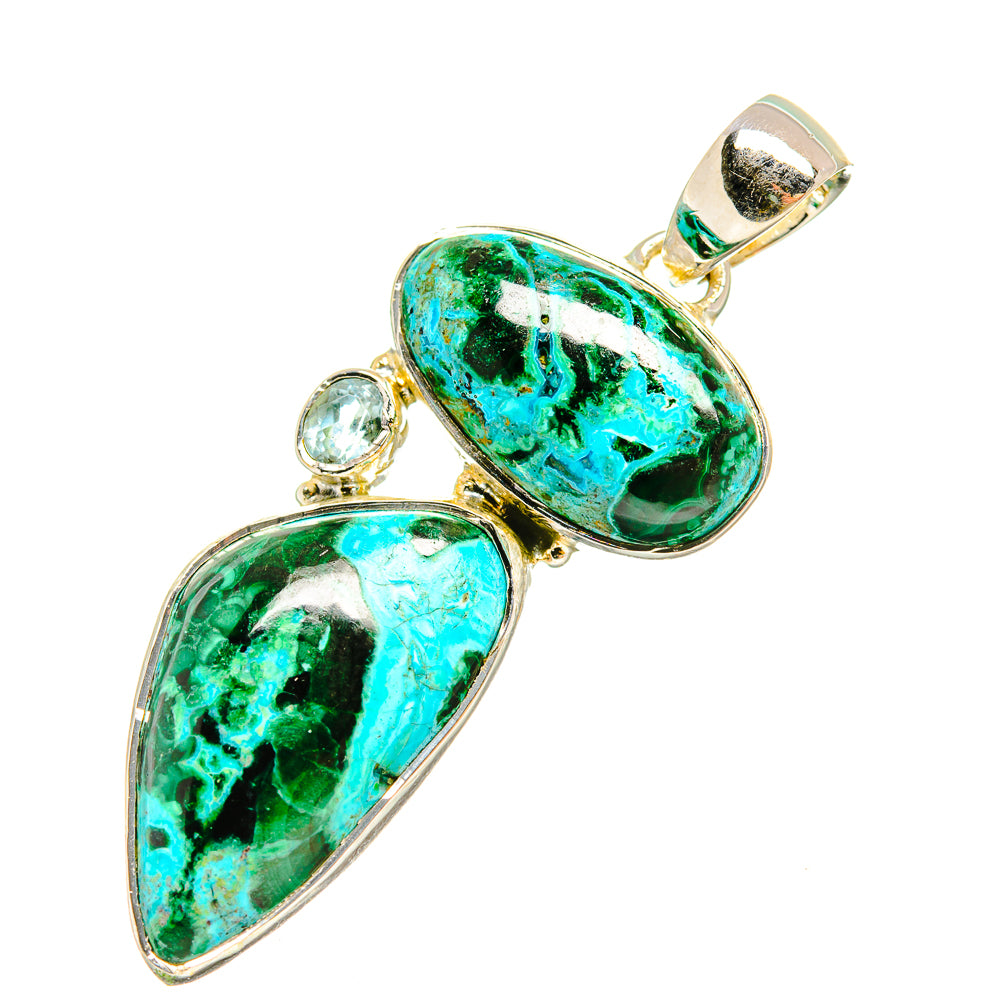 Malachite In Chrysocolla Pendants handcrafted by Anasilvercos - PD6294